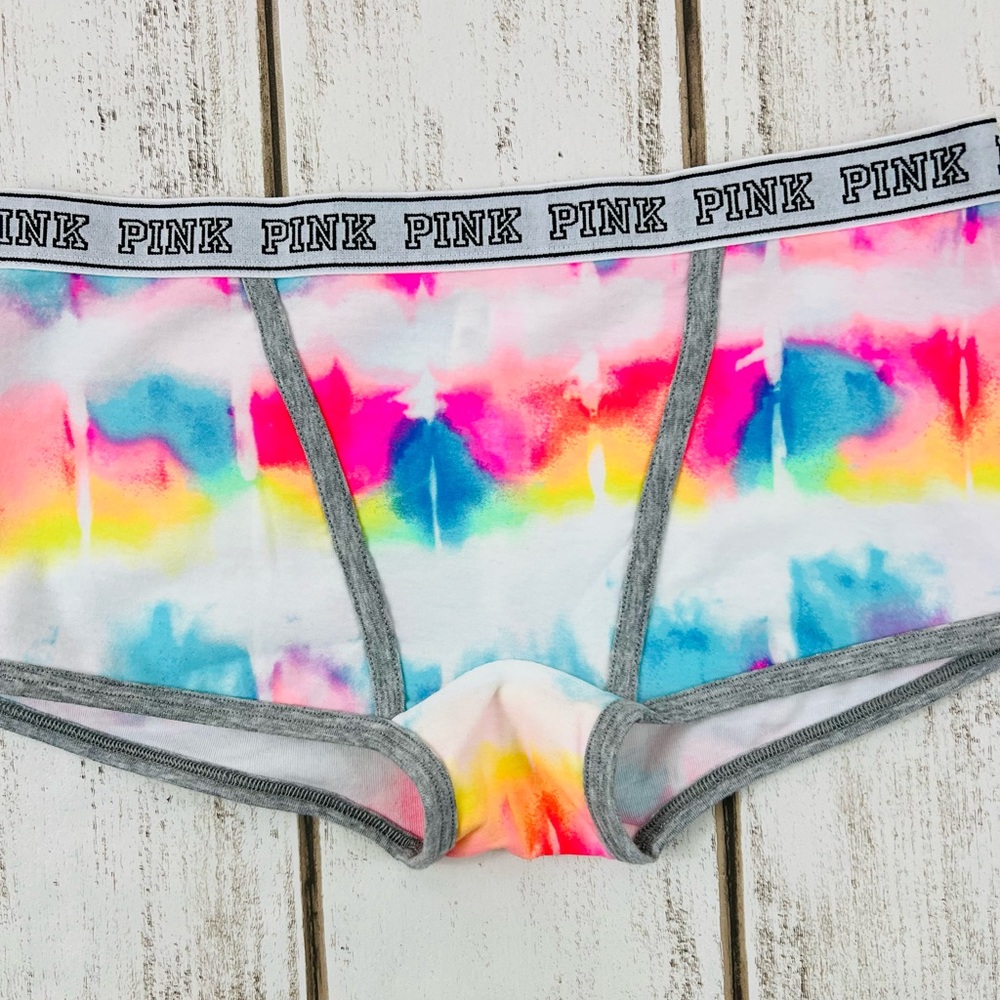 VS PINK Watercolor Print Boyshort Pantie Small Retired Style Color - Picture 2 of 6
